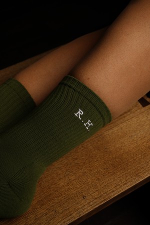 Rare Hare Embroidered Socks - Green